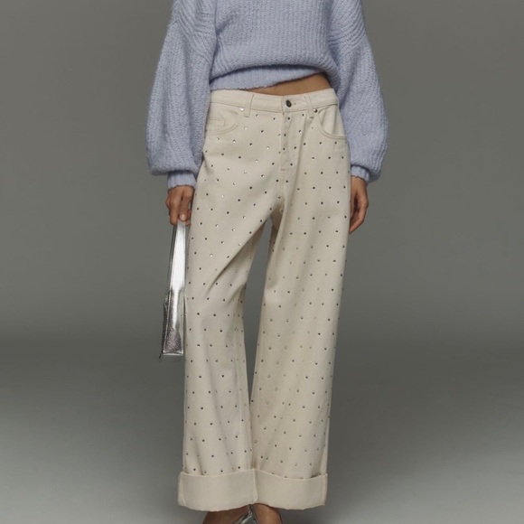 Anthropology Pilcro Sparkle Cream Textured Pants - Picture 5 of 10